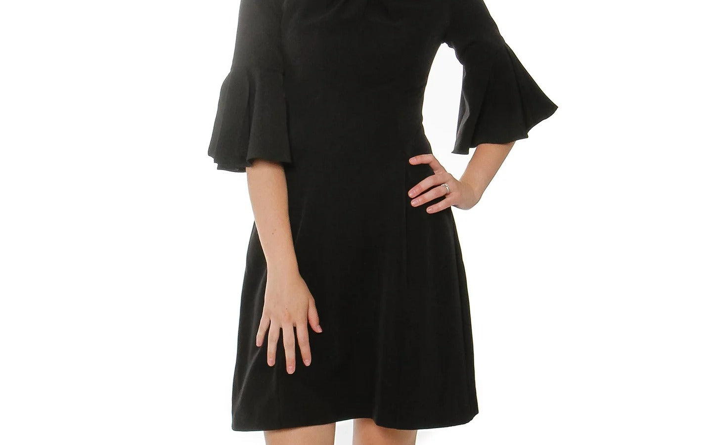 Black bell-sleeve A-line dress β The Edit | The BB's Box