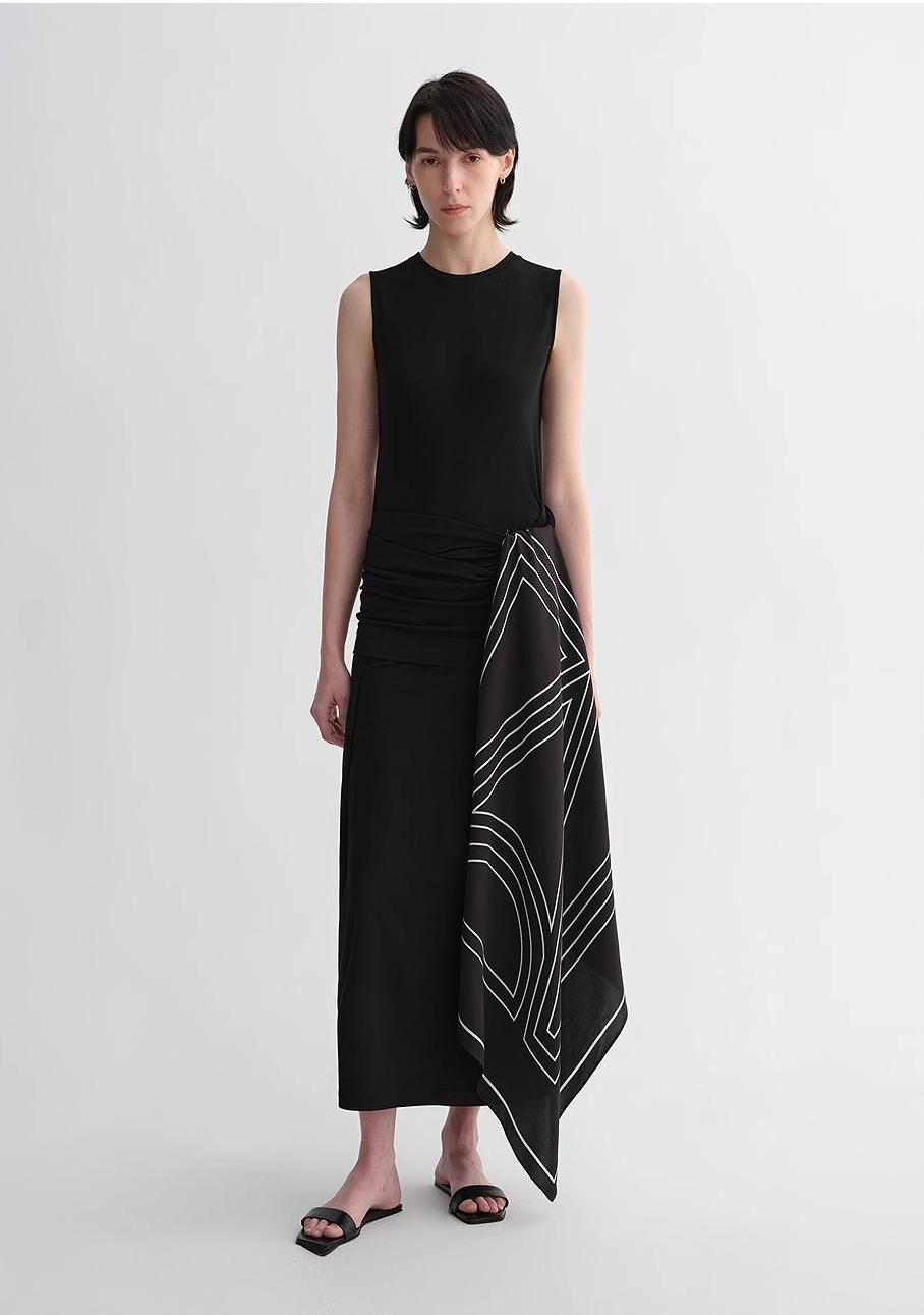Ice Silk Wool Blend Dress With Adjustable Waistline - back view | The BB's Box