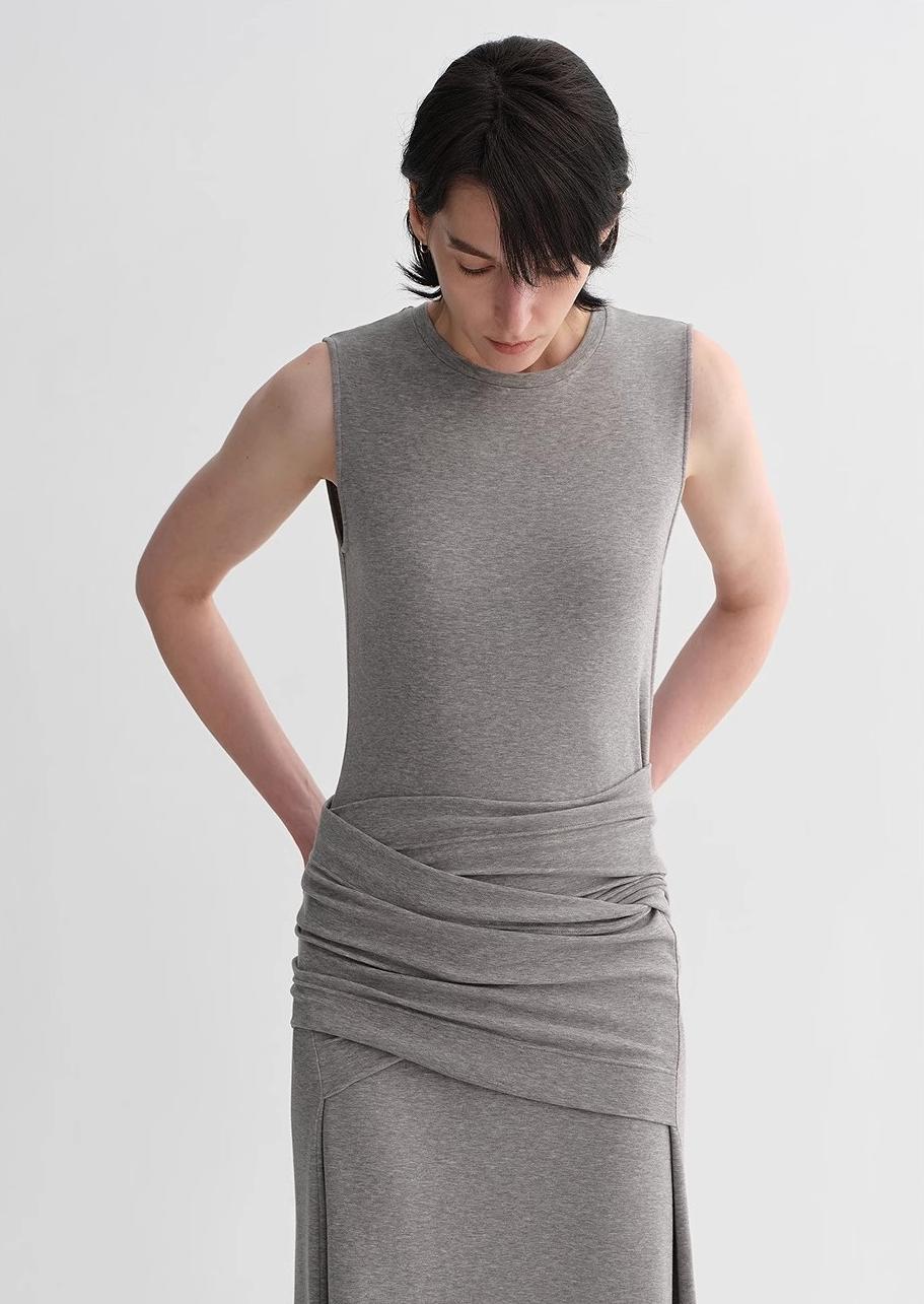 Ice Silk Wool Blend Dress With Adjustable Waistline - detail view | The BB's Box