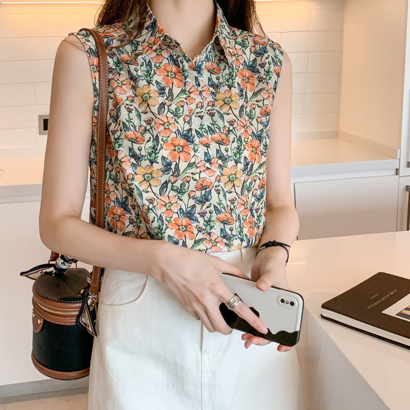Sleeveless Vest Floral Chiffon Blouse Women's Summer Inner Blouse β The BB's Box New In