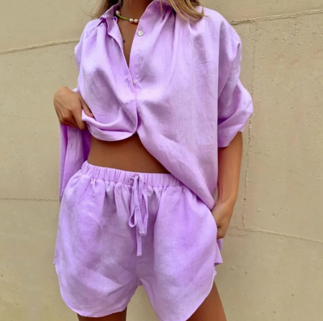 Two-Piece Lapel Shirt & Wide-Leg Pants Set - styling view | The BB's Box
