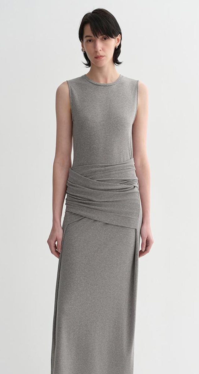 Ice Silk Wool Blend Dress With Adjustable Waistline - front view | The BB's Box