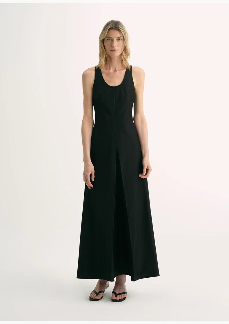 Simple Love High Density Modal Mulberry Silk Insert U-Neck Vest Dress - front view | The BB's Box