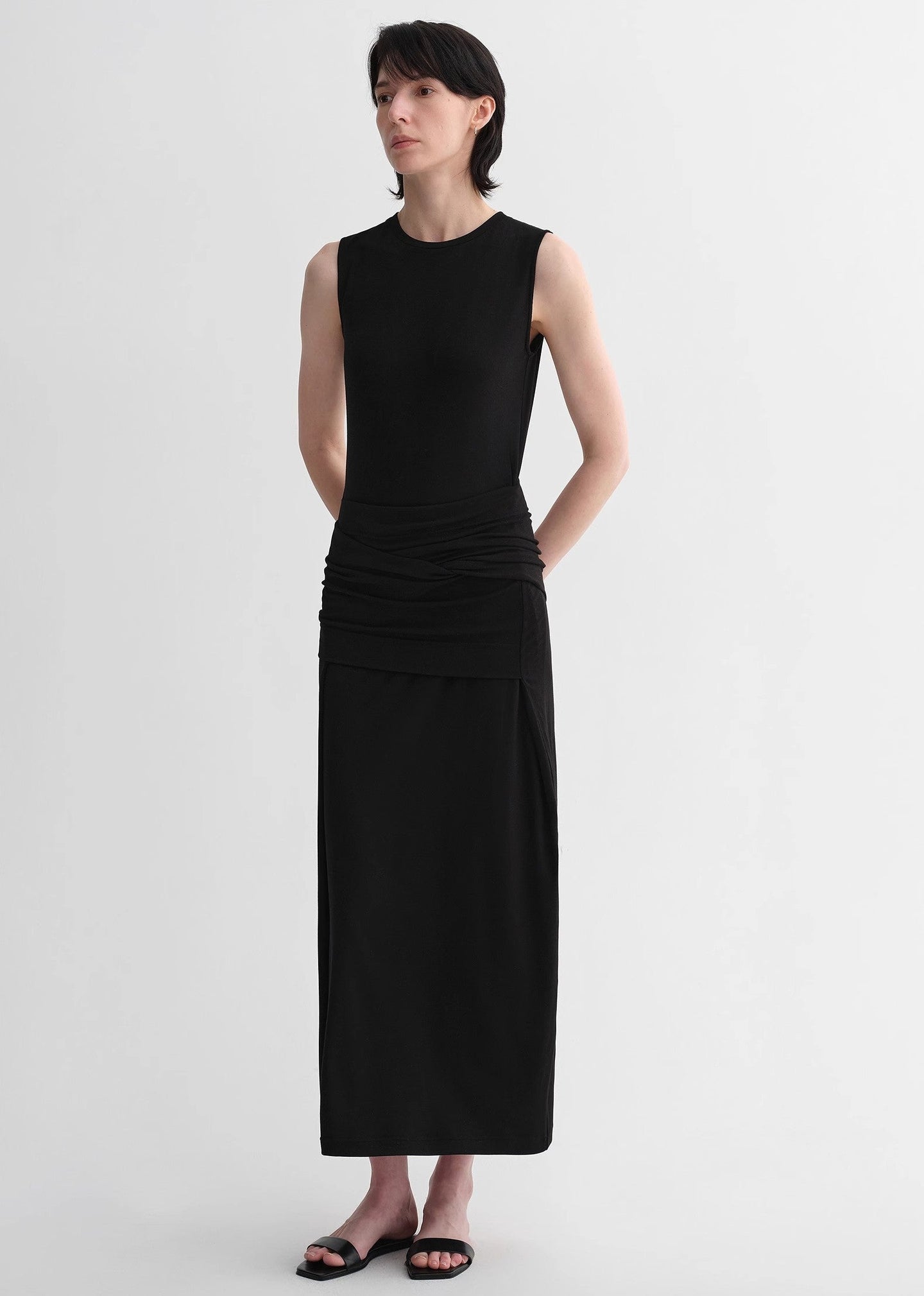 Ice Silk Wool Blend Dress With Adjustable Waistline - detail view | The BB's Box