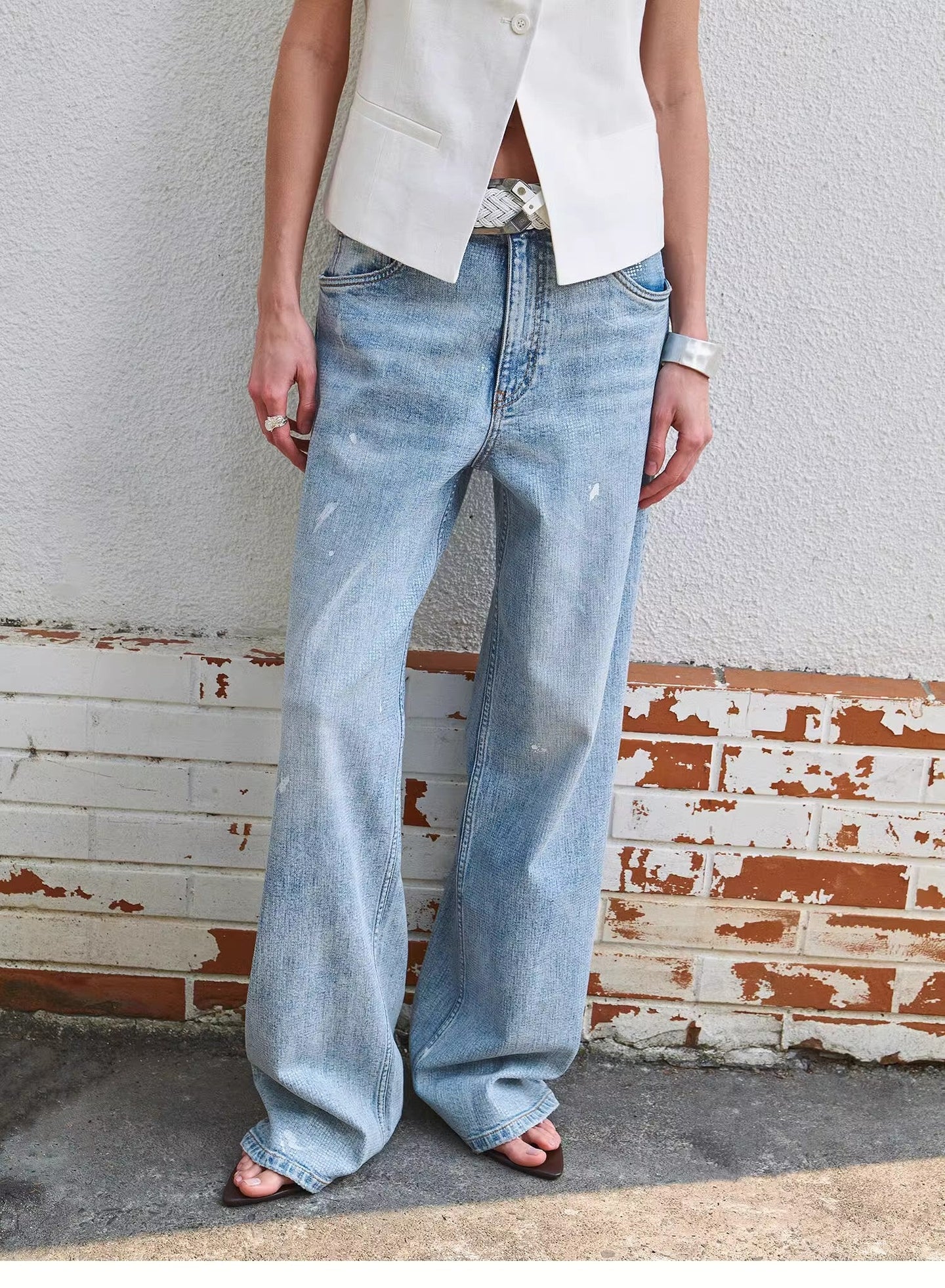 Art Journey Distressed Dirty Dyed Tencel Cotton Jeans - detail view | The BB's Box