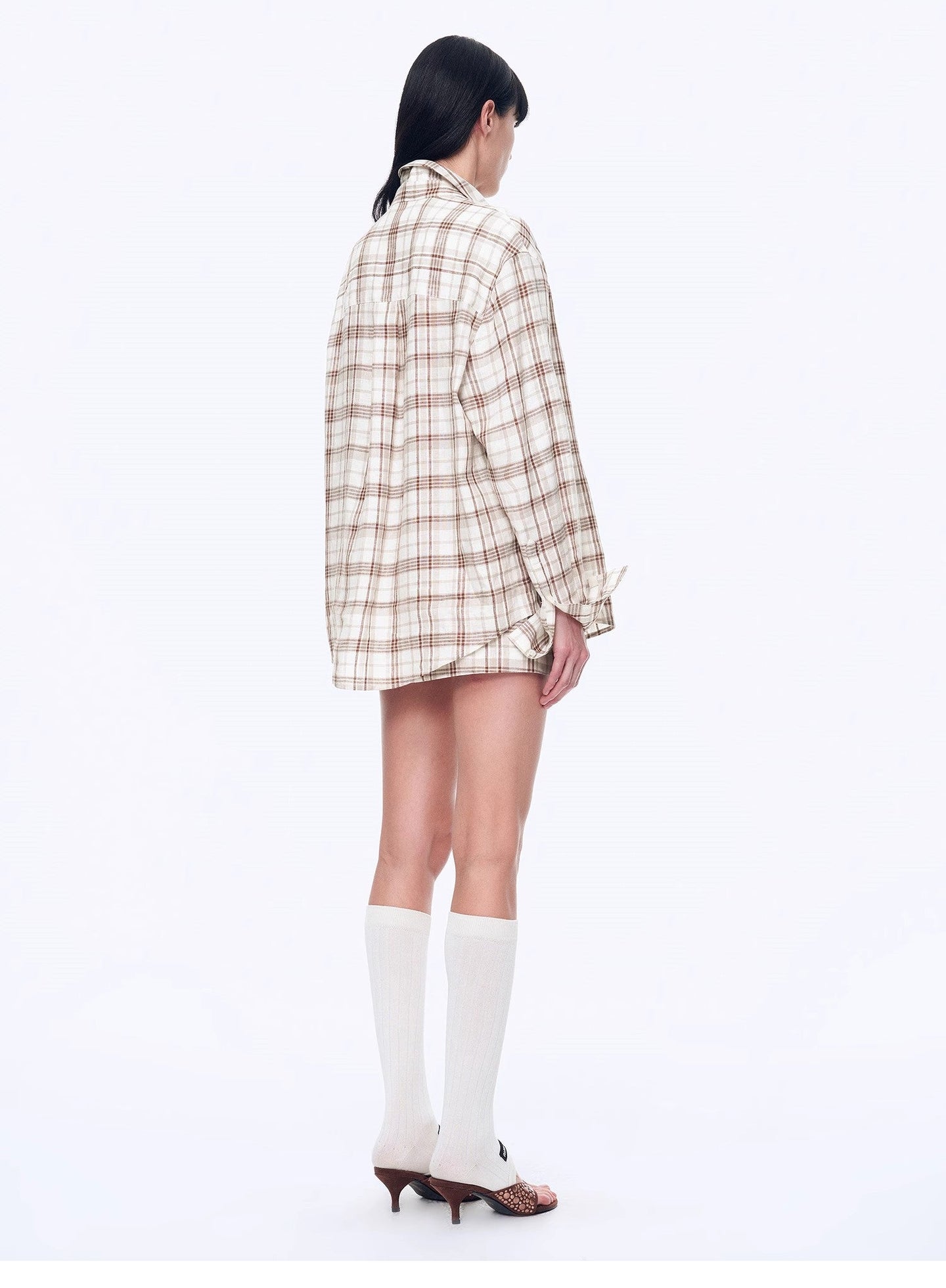 Plaid Sketch Vintage Linen Shirt Skirt Two-Piece Spring - styling view | The BB's Box