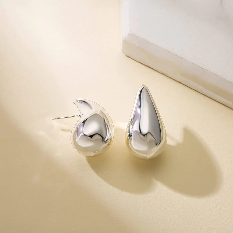 Stainless Steel Hollow Drop Earrings - front view | The BB's Box