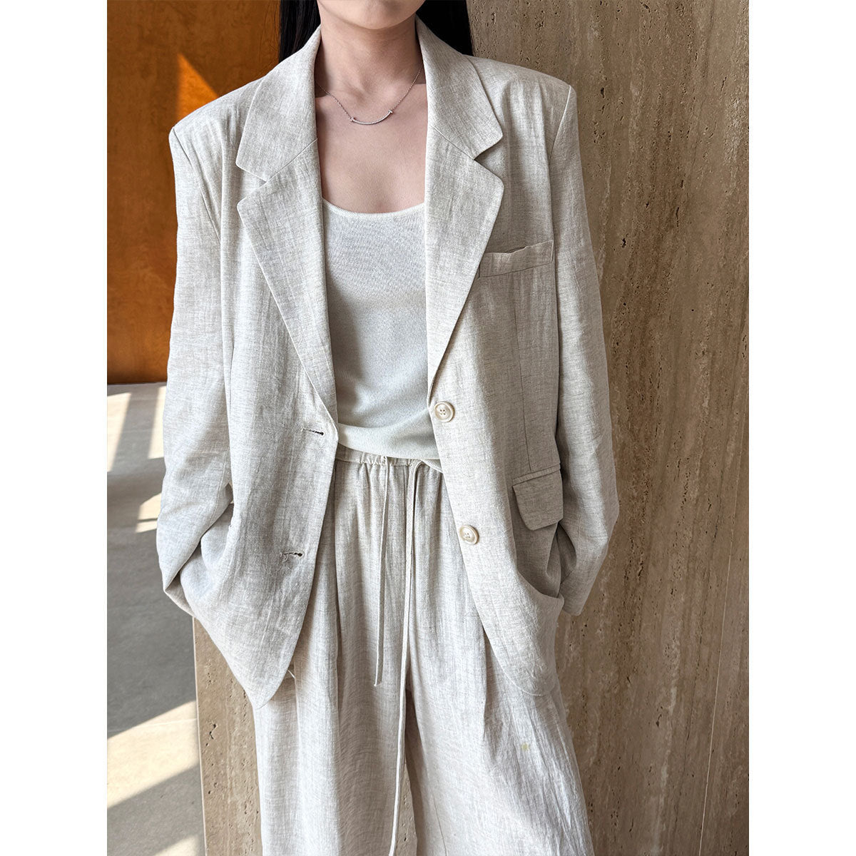 Linen-Blend Blazer & Trouser Set - view 2 | The BB's Box
