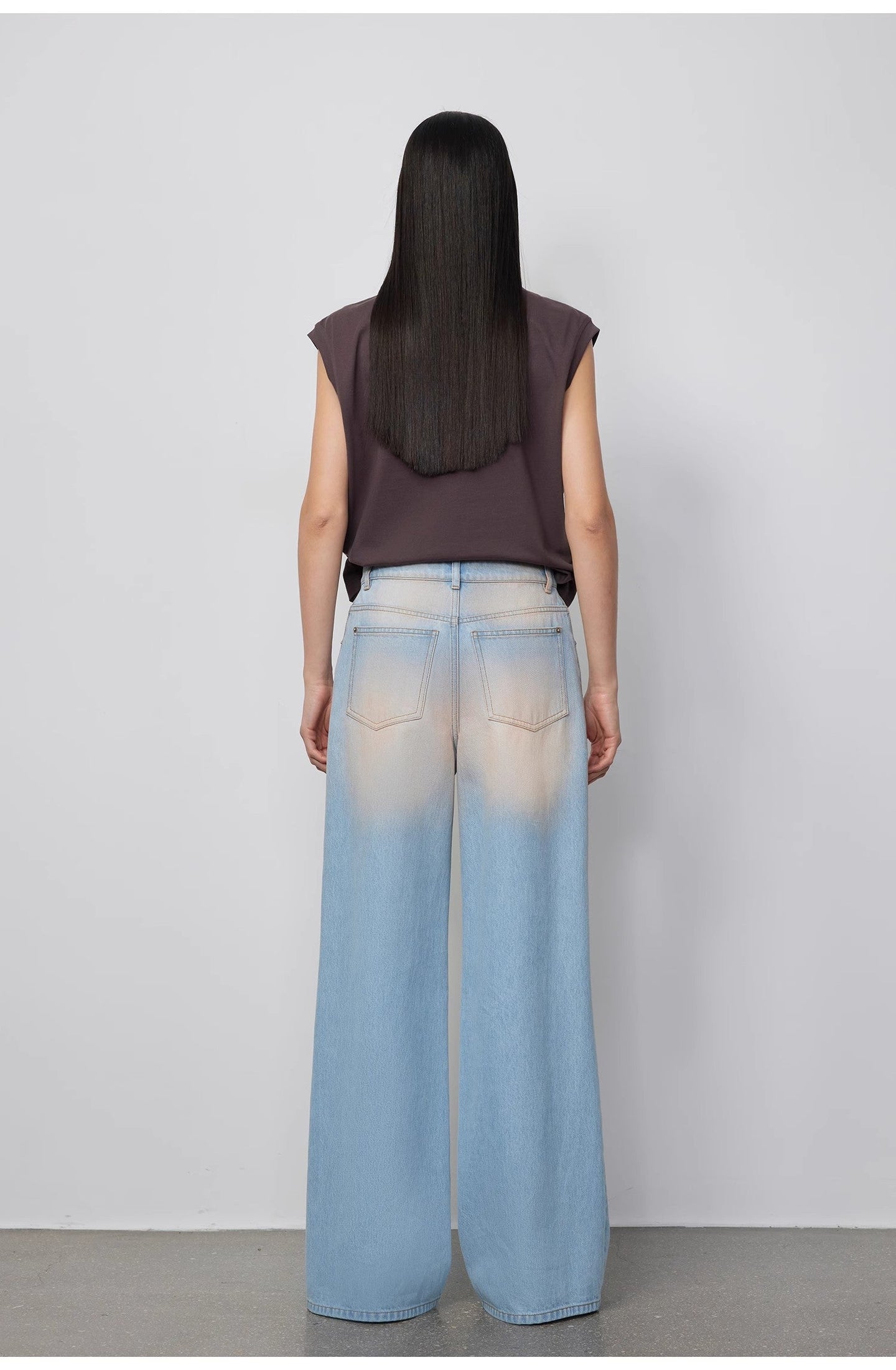 Wantful Fantasy Washed Spray Colored Wide Leg Jeans Womens Low Waist - back view | The BB's Box