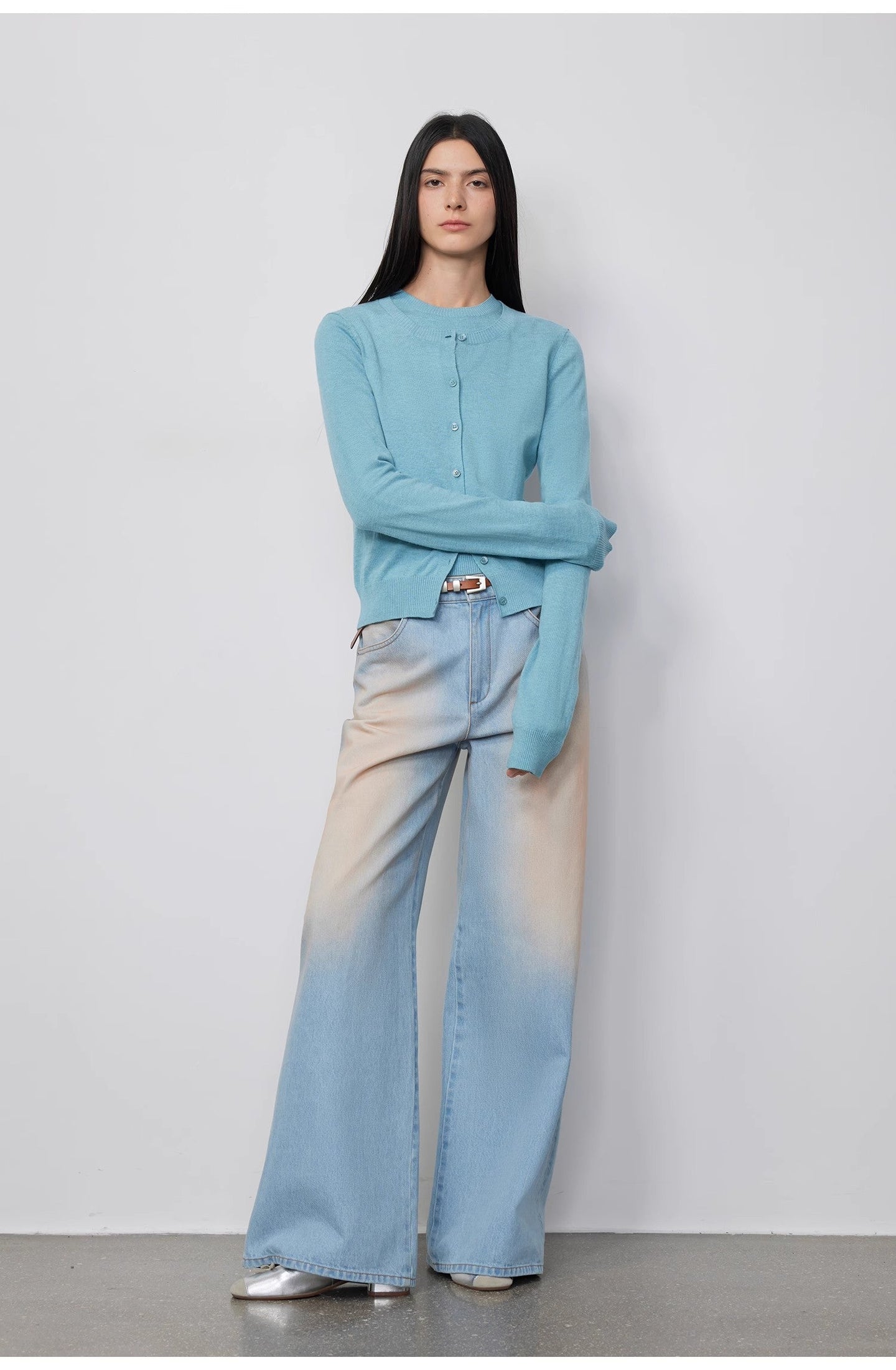 Wantful Fantasy Washed Spray Colored Wide Leg Jeans Womens Low Waist - back view | The BB's Box