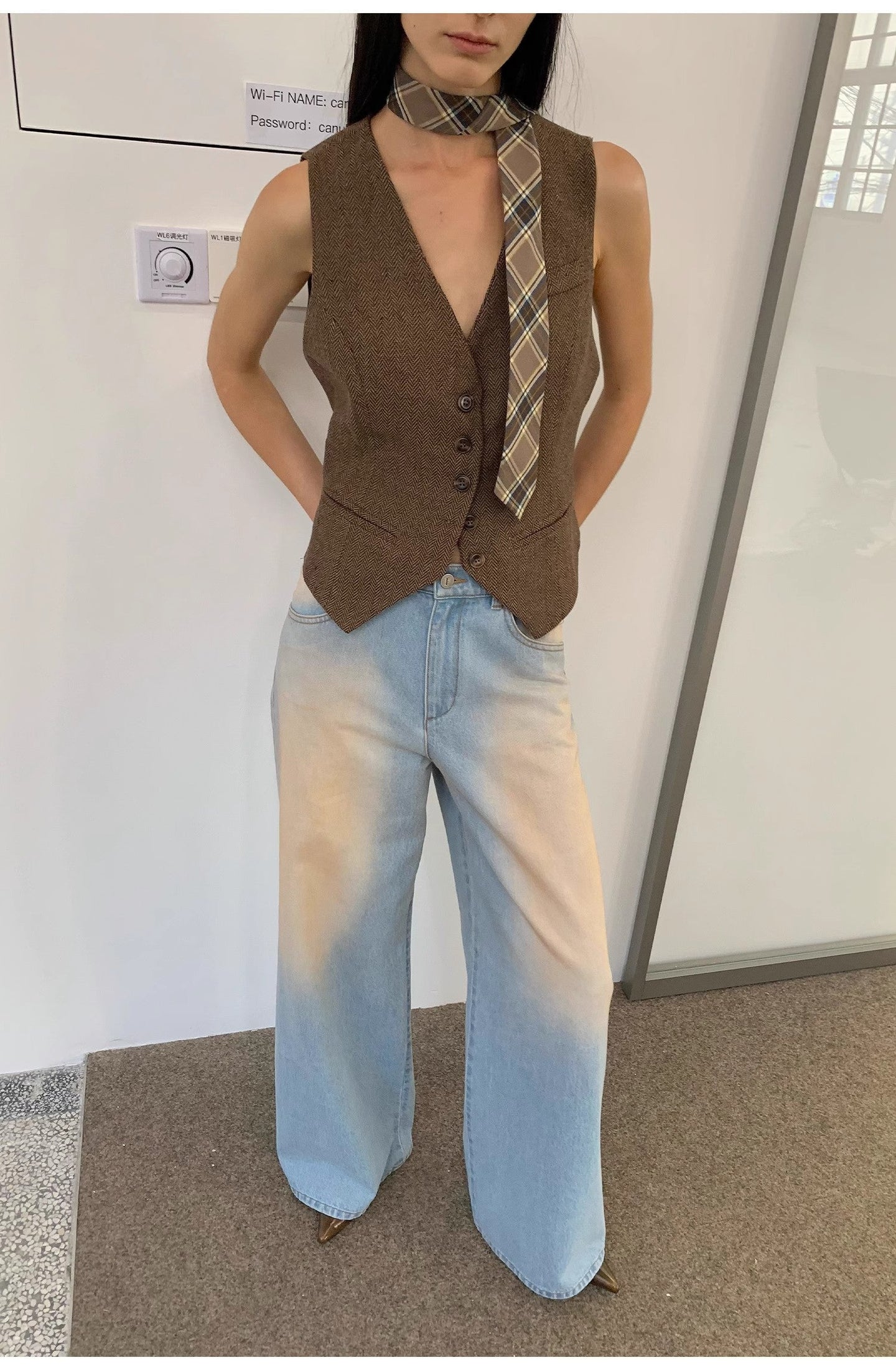 Wantful Fantasy Washed Spray Colored Wide Leg Jeans Womens Low Waist - side view | The BB's Box