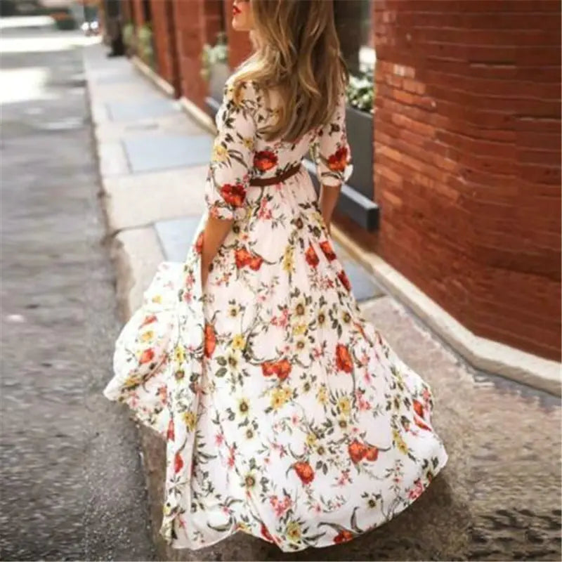 Boho Chic Floral Maxi Dress - back view | The BB's Box
