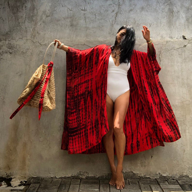 Boho fringed kimono cover-up - view 1