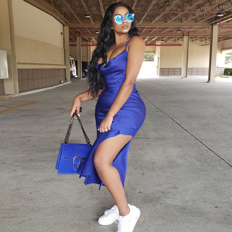 Satin midi dress - view 4