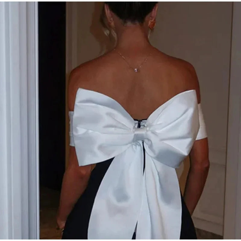 Bow-Detail Contrast Dress - detail view | The BB's Box