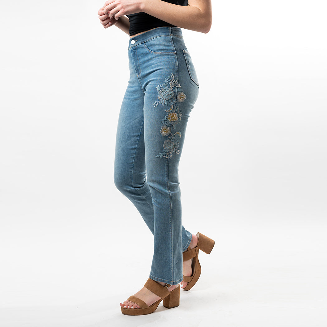 Embroidered Bootcut Fashion Style - side view | The BB's Box