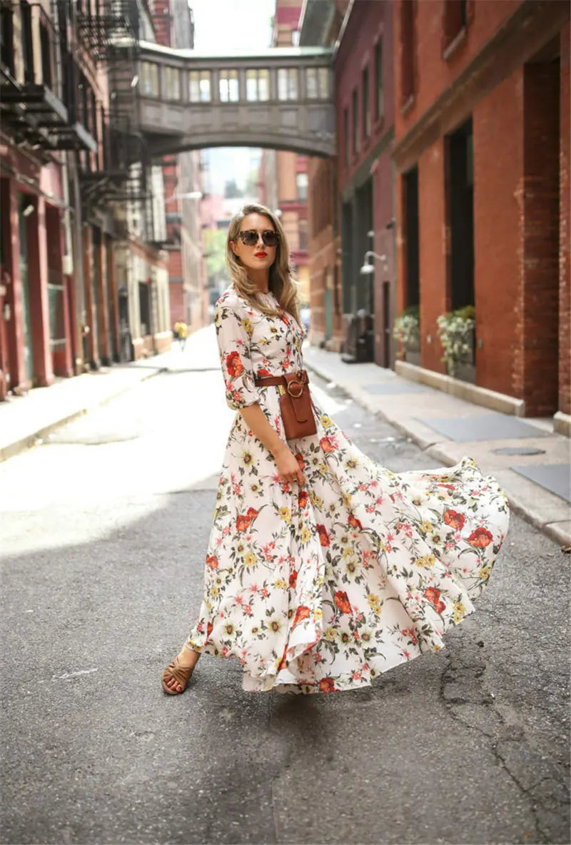 Boho Chic Floral Maxi Dress - close-up | The BB's Box