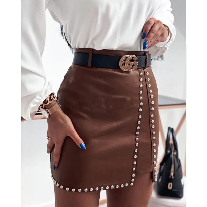 Elegant Rhinestone High Waist Mini Skirt - back view | The BB's Box