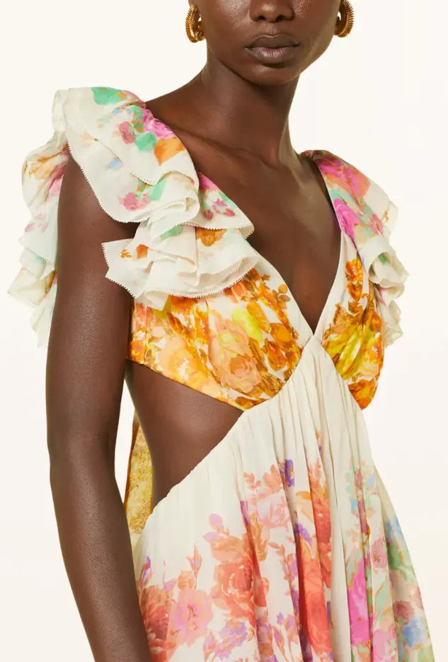 Chic Colorful Floral Print Maxi Dress - detail view | The BB's Box