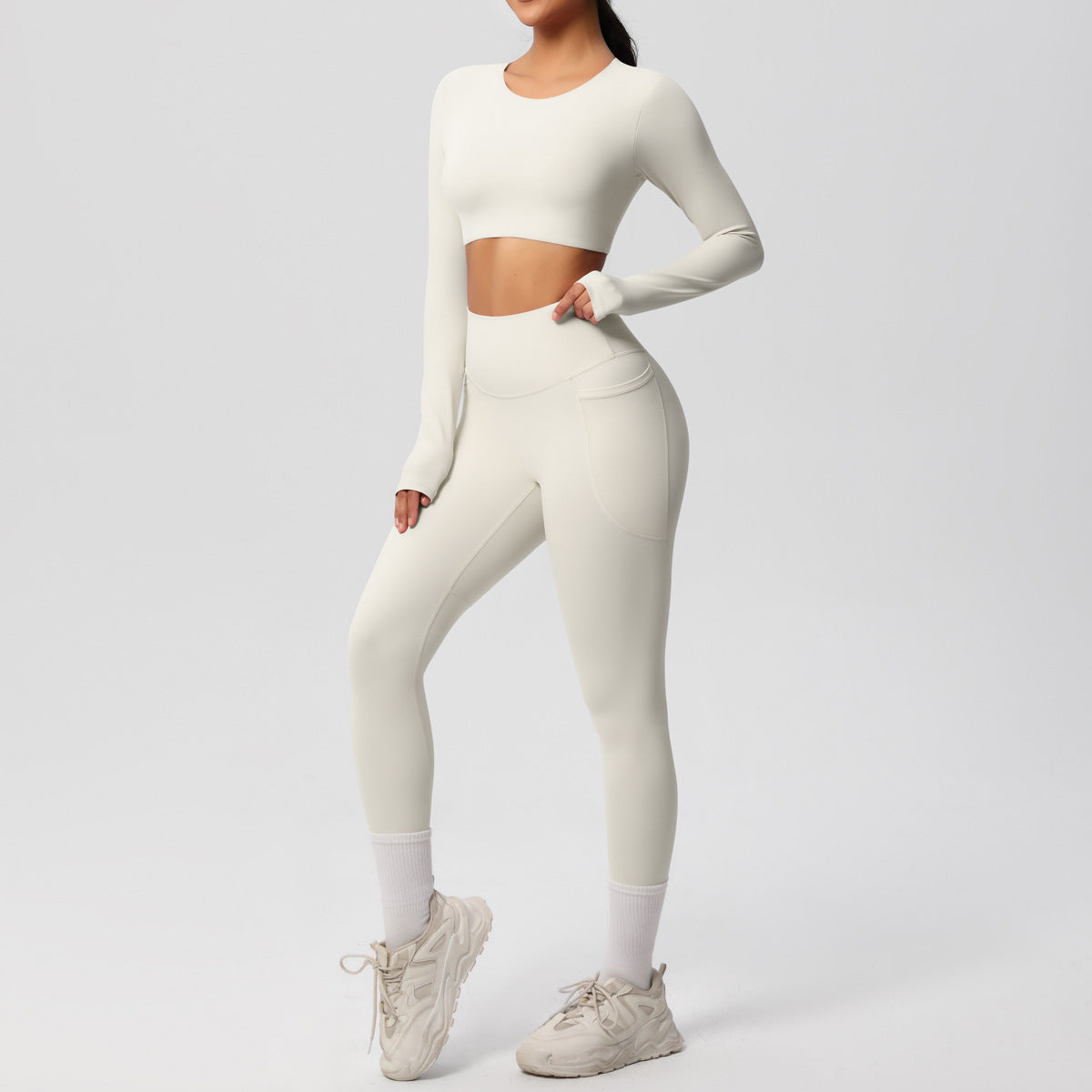 Double Sided Brushed Breathable High Elastic Tight Sports Set - front view | The BB's Box
