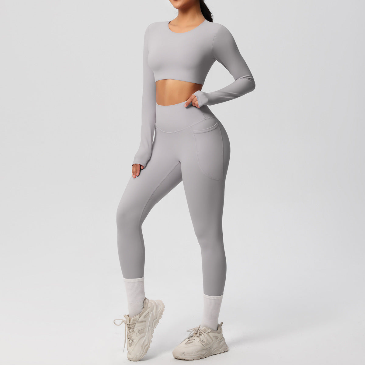 Double Sided Brushed Breathable High Elastic Tight Sports Set - back view | The BB's Box