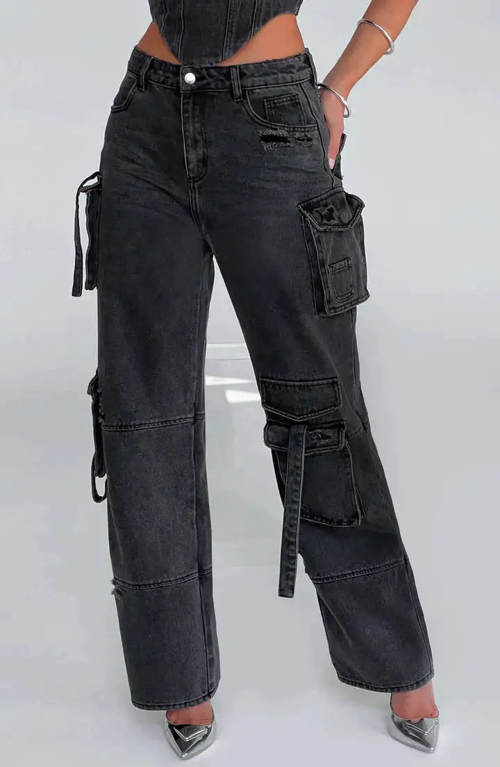 Cargo Denim Jeans - front view | The BB's Box