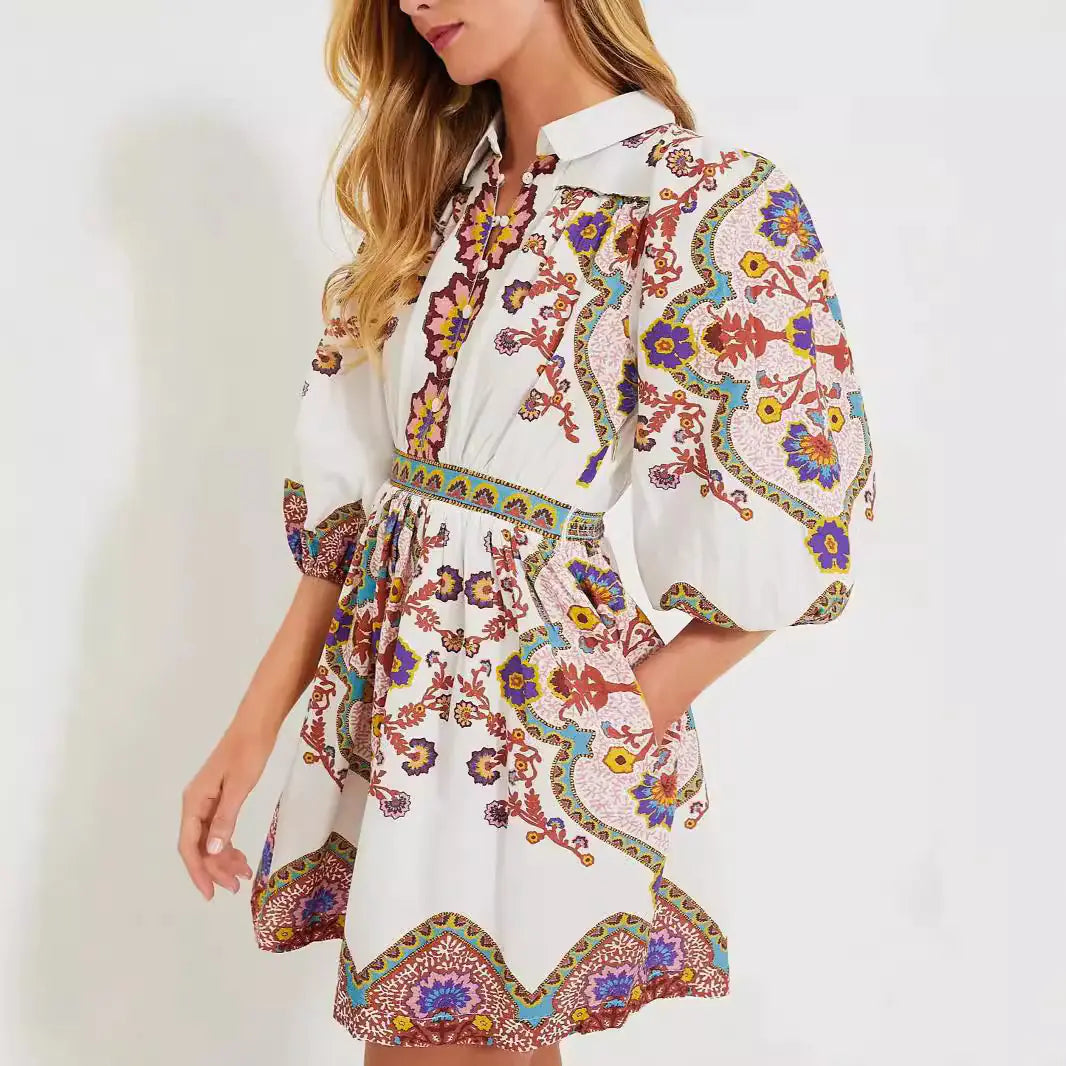 Ethnic Print Autumn Pocket Dress - detail view | The BB's Box