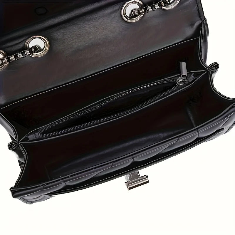 Elegant Black Mini Tartan Crossbody Bag Adjustable Shoulder Strap, Turn Lock Cl - close-up | The BB's Box