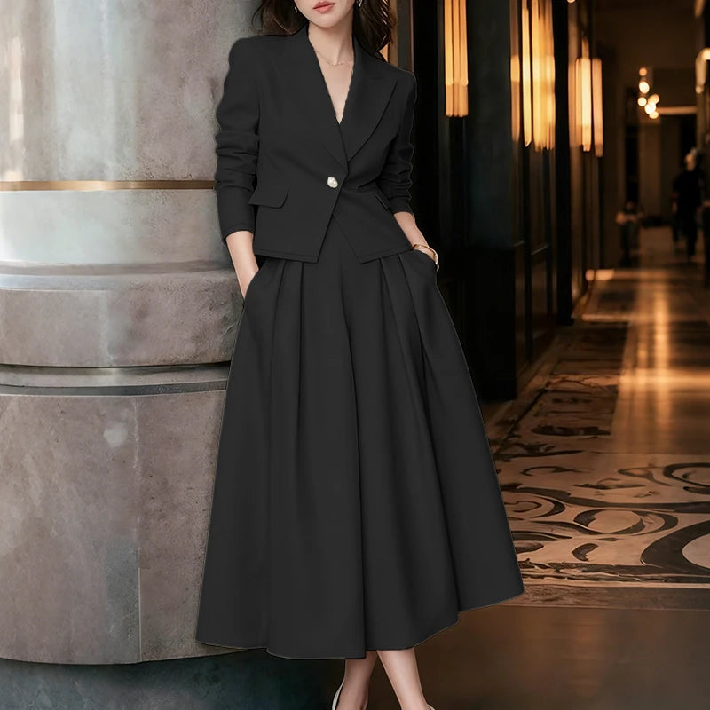 ZANZEA Office Women 2 Piece Sets Spring Outfits 2026 Elegant Long Sleeve Blazer - styling view | The BB's Box
