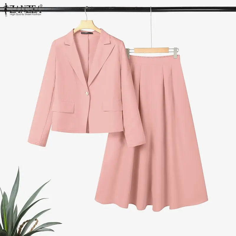 ZANZEA Office Women 2 Piece Sets Spring Outfits 2026 Elegant Long Sleeve Blazer - alternate view | The BB's Box