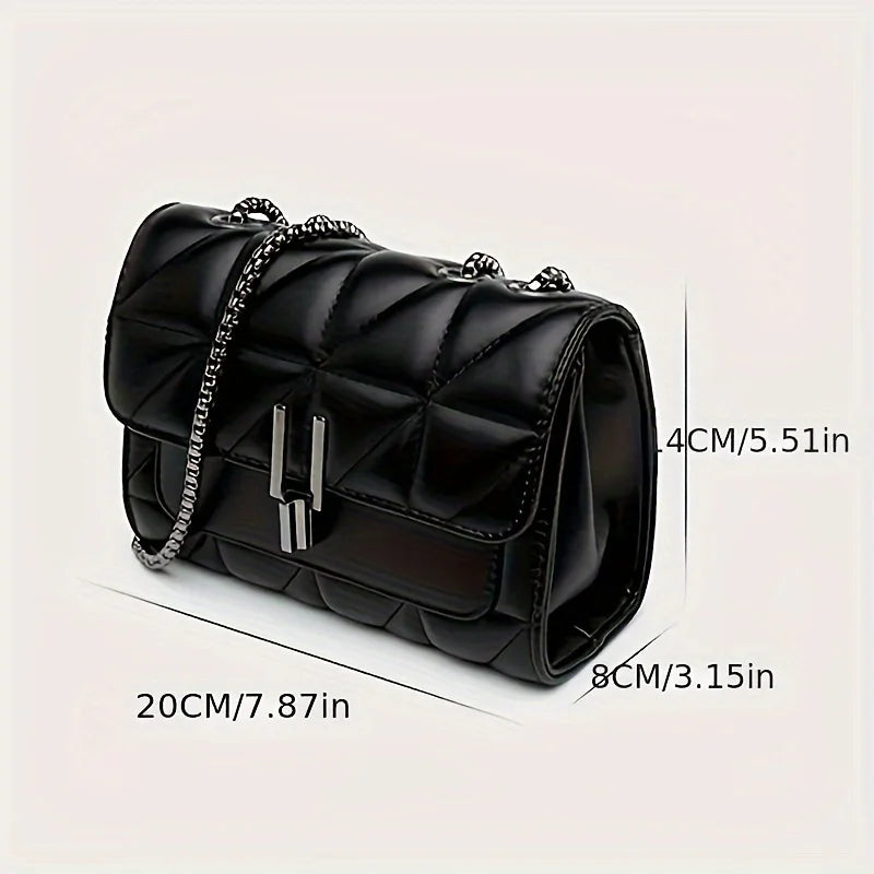 Elegant Black Mini Tartan Crossbody Bag Adjustable Shoulder Strap, Turn Lock Cl - styling view | The BB's Box