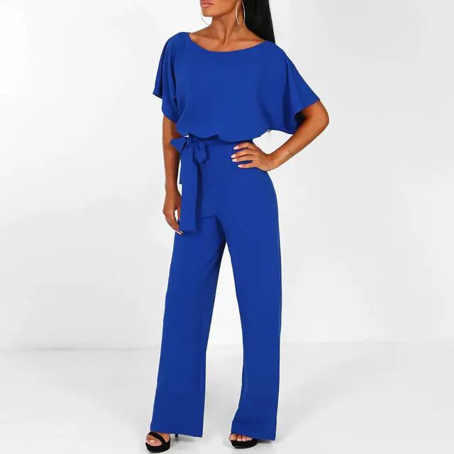 Elegant Plus Size Women’s Summer Jumpsuit with Wide Legs - front view | The BB's Box