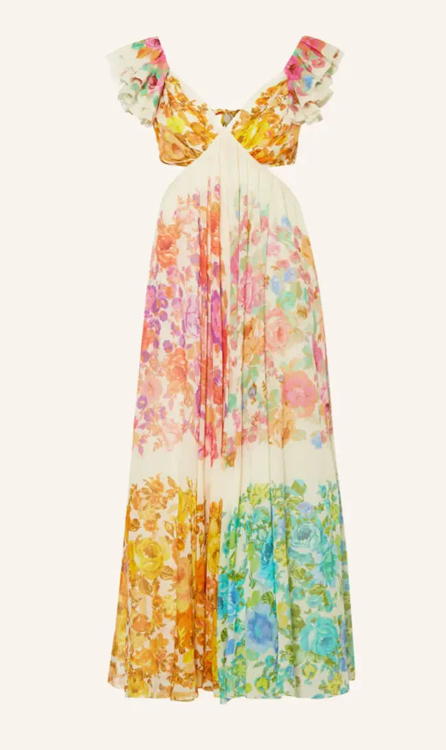 Chic Colorful Floral Print Maxi Dress - side view | The BB's Box