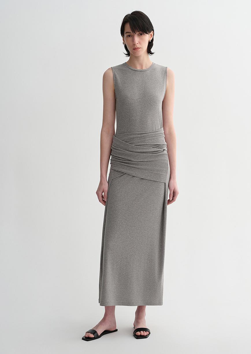 Ice Silk Wool Blend Dress With Adjustable Waistline - alternate view | The BB's Box