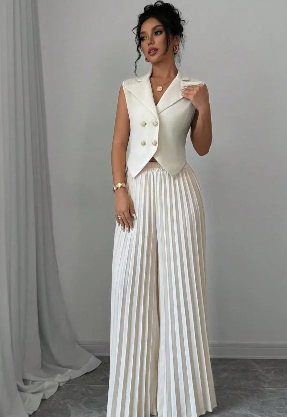 Women Fashion Solid Office Suit Casual Slim Button Two Piece Set Elegant Turn Do - view 26 | The BB's Box