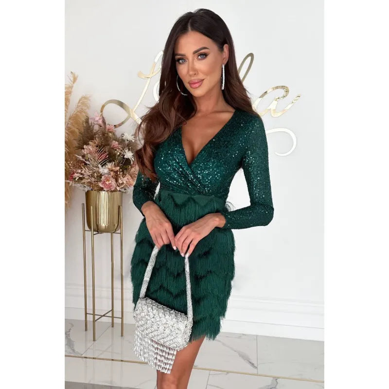 Autumn And Winter New Party Sequins Multicolor Dress - alternate view | The BB's Box