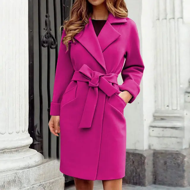 Womens Hot Pink Trench Coat - alternate view | The BB's Box