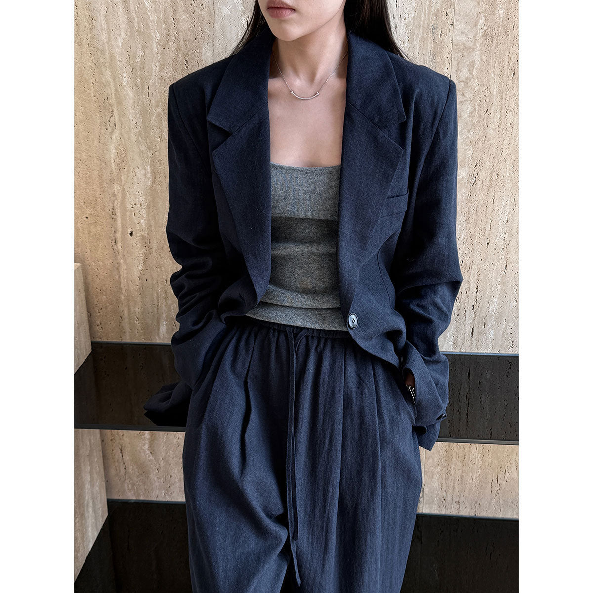 Linen-Blend Blazer & Trouser Set - view 3 | The BB's Box