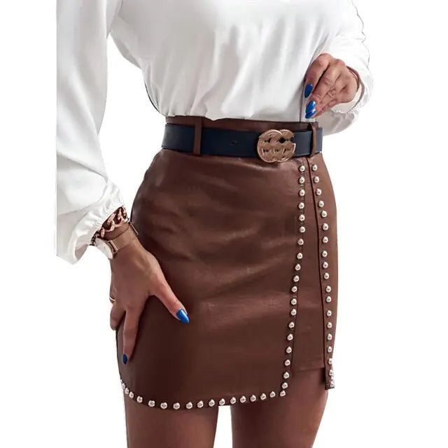 Elegant Rhinestone High Waist Mini Skirt - front view | The BB's Box