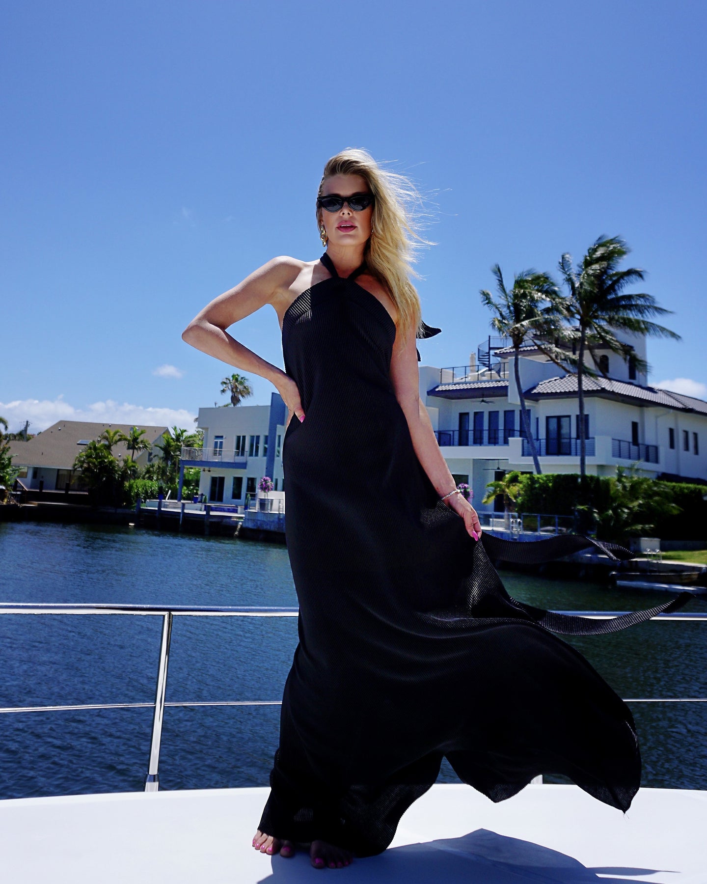 Monaco Maxi Dress - Plisse - front view | The BB's Box