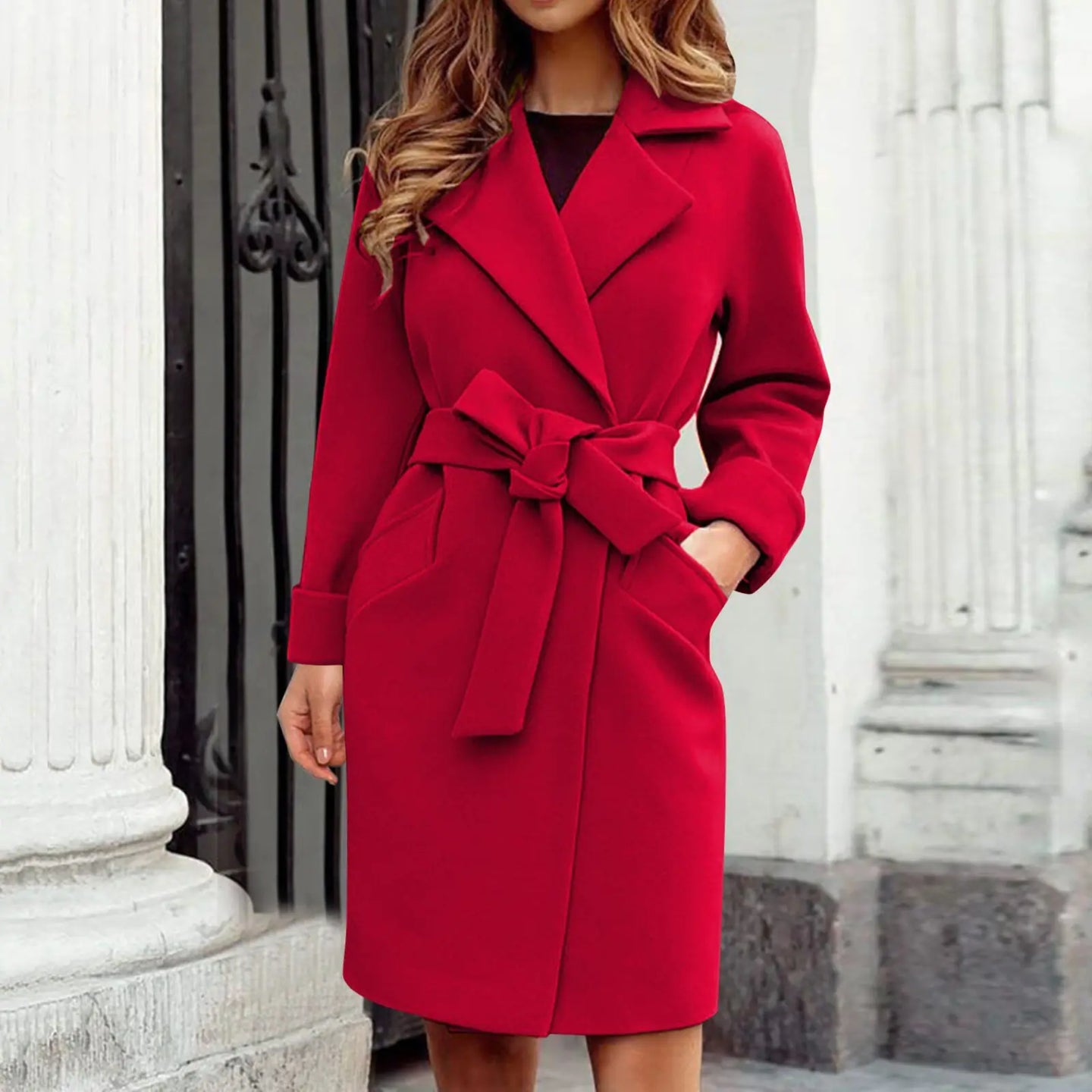 Womens Hot Pink Trench Coat - back view | The BB's Box