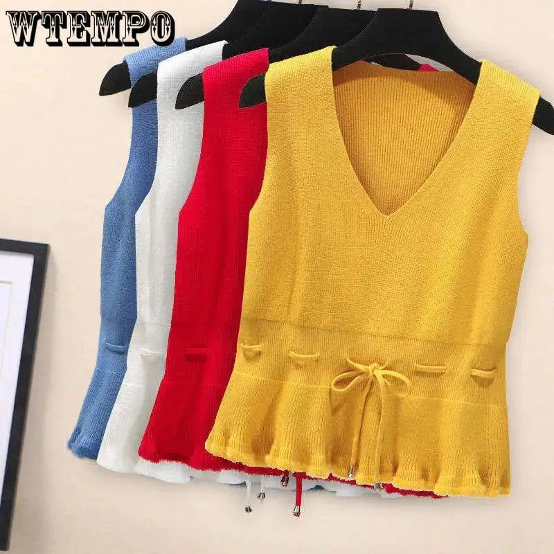 Elegant Womens Sleeveless Simple Knitted Vest - front view | The BB's Box