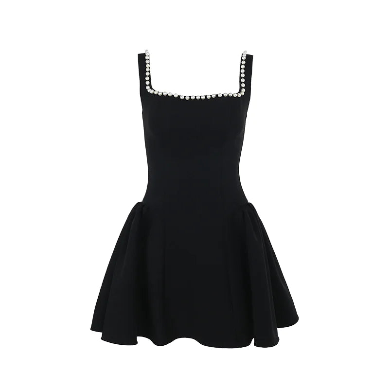 Elegant Pearl Square Neck Sling Dress - styling view | The BB's Box