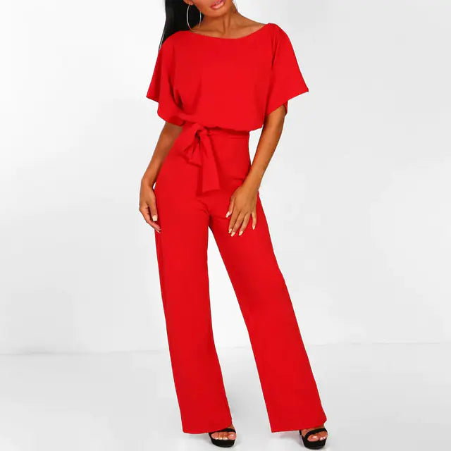 Elegant Plus Size Women’s Summer Jumpsuit with Wide Legs - back view | The BB's Box
