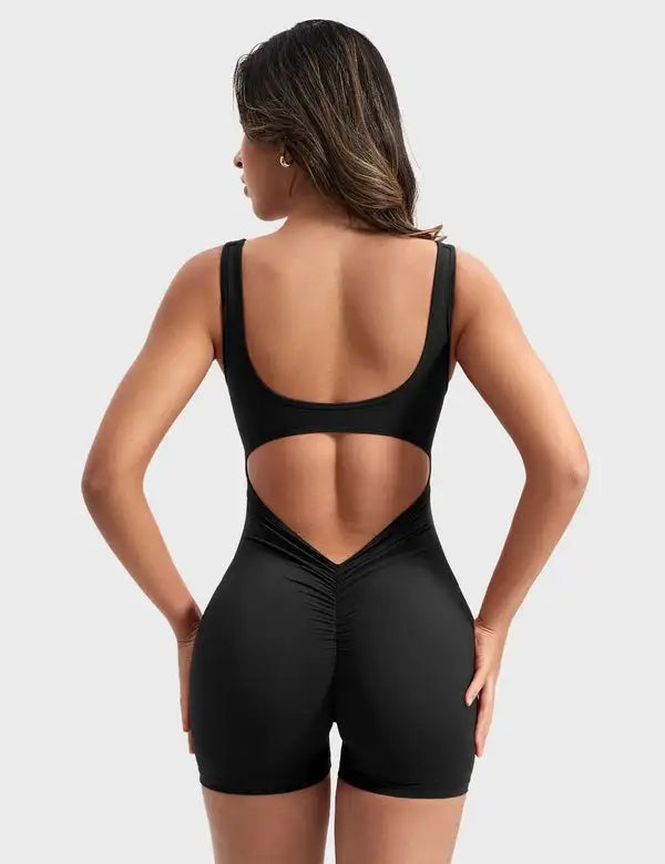 Backless Workout Jumpsuit Yoga - back view | The BB's Box