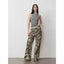 "Camouflage Charm" Print Washed Loose Straight-Leg Denim Jea