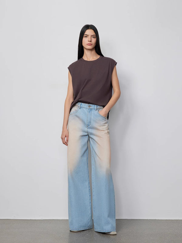 Wantful Fantasy Washed Spray Colored Wide Leg Jeans Womens Low Waist - front view | The BB's Box