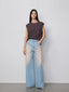 "Wantful Fantasy" Washed Spray Colored Wide Leg Jeans Women's Low Waist