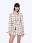 "Plaid Sketch" Vintage Linen Shirt Skirt Two-Piece Spring