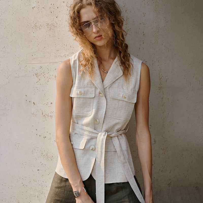 Belted Linen-Blend Waistcoat - view 1 | The BB's Box